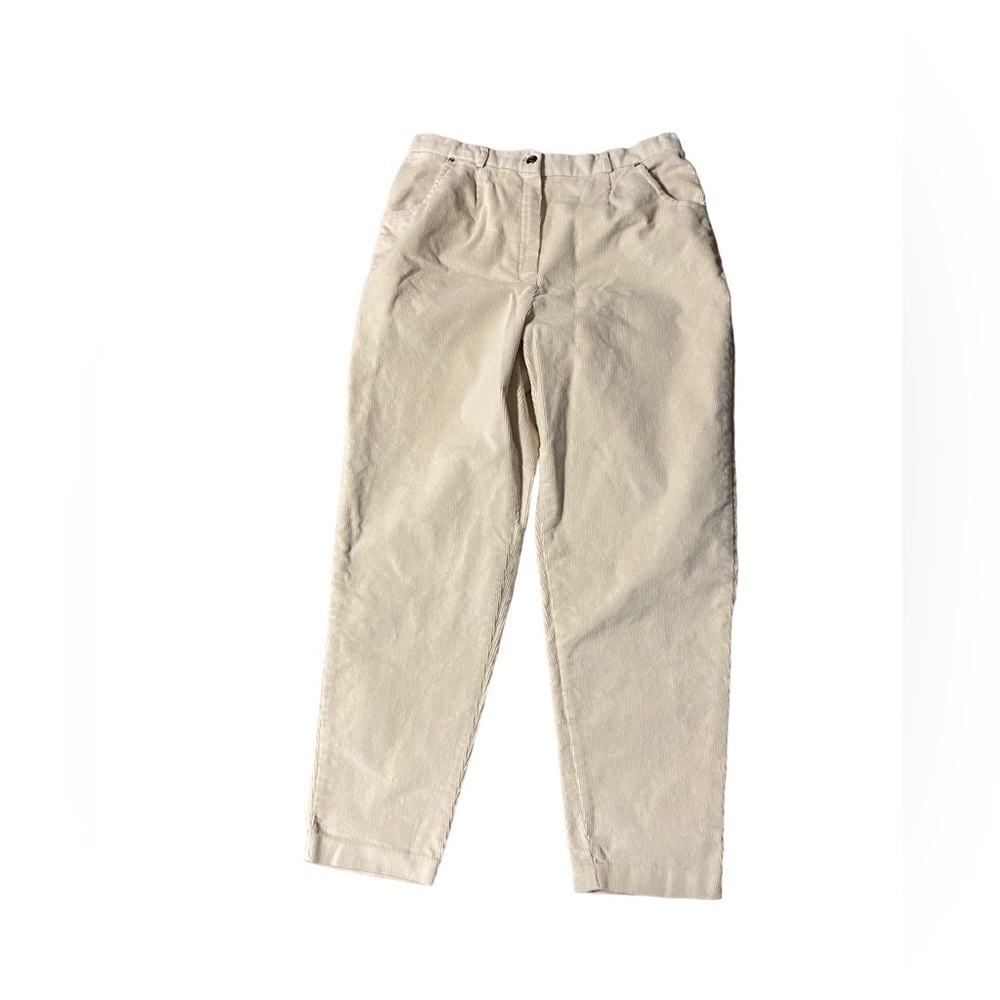 Vintage Jantzen Women’s Cream Ivory Corduroy Pants Size 14 Pockets Stretch